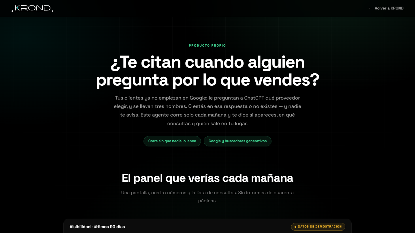 Vista previa del panel del agente de visibilidad