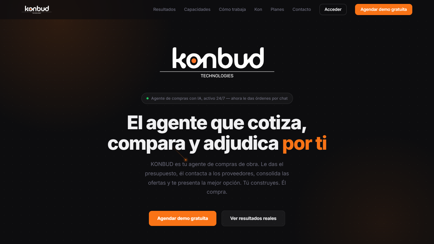Hero de la landing de KONBUD